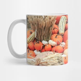 Autumn Butternut Pumpkins Wheat Nature Photography Mug